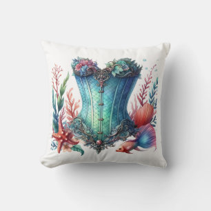 mermaid corset throw pillow