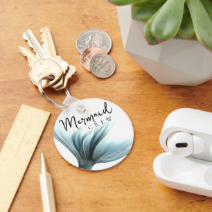 Mermaid Crew Aqua   Mint Seafoam Luxe Bridal Party Keychain