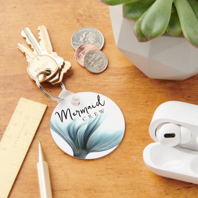 Mermaid Crew Aqua | Mint Seafoam Luxe Bridal Party Keychain (Desk)