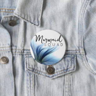 Mermaid Crew Ice Blue Muted Bachelorette Party 3 Inch Round Button