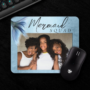 Mermaid Crew Ice Blue   Muted Glam Friends Photo Mouse Pad