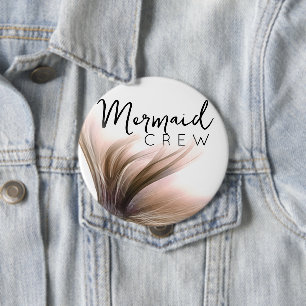 Mermaid Crew Terracotta Soft Peach Bachelorette 4 Inch Round Button
