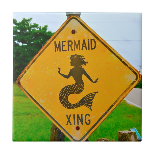 Mermaid Crossing Road Sign Tile (Front)