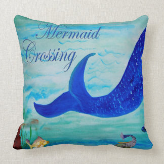 Mermaid Crossing throw pillow