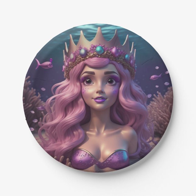 Mermaid Crown Paper Plate (Front)
