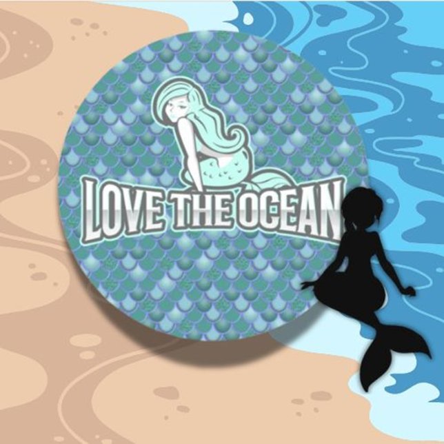Mermaid Cute blue  Classic Round Sticker (how about adding some adorable ocean-themed stickers? They’re perfect as party favors or decorations)