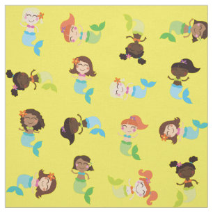 Mermaid Cute Cartoon Kids Print Fabric
