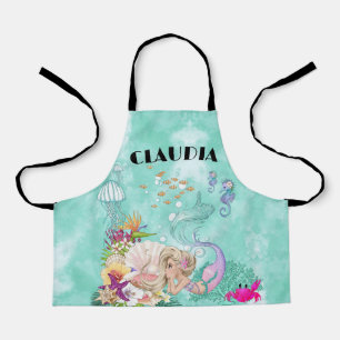 Mermaid Cute Green Starfish Personal  Apron