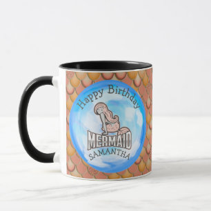 Mermaid Cute Happy BIRTHDAY PINK Mug