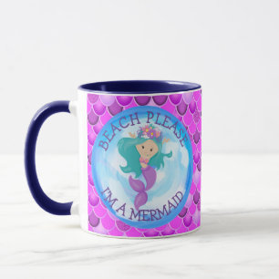 Mermaid Cute Happy   Purple Mug