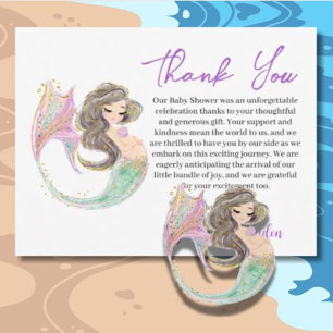 MERMAID CUTE MOTHER TO BE Under The Sea Thank You Holiday Card