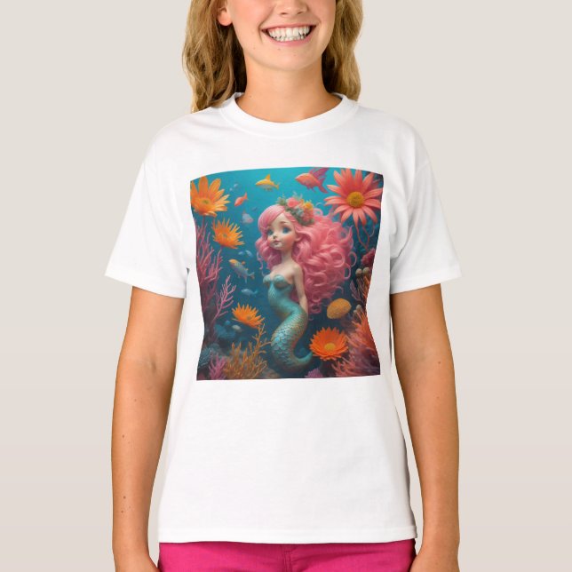 mermaid Cute Pink T-Shirt (Front)