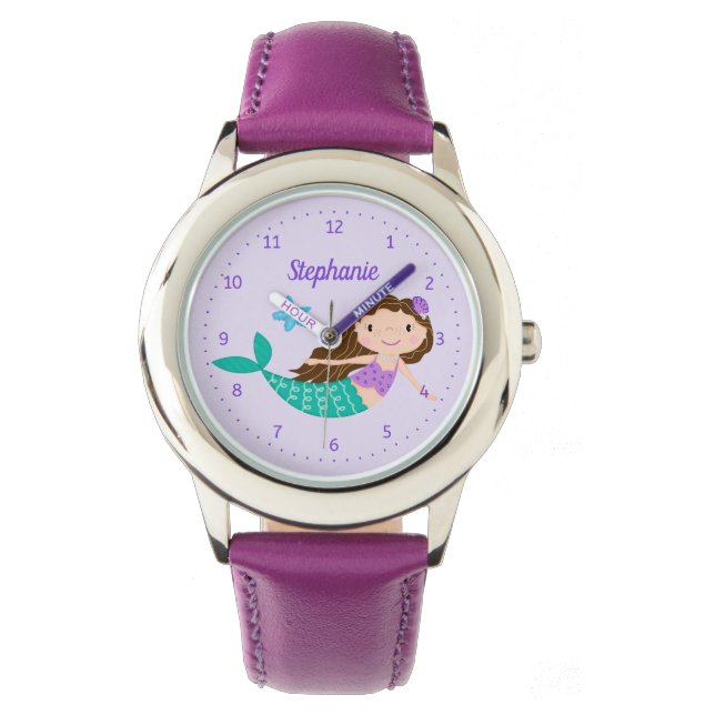 Mermaid Cute Purple Personalized Watch (Front)