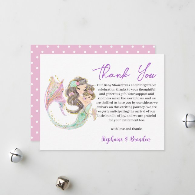 MERMAID CUTE Under The Sea Thank You Holiday Card (Front/Back In Situ)