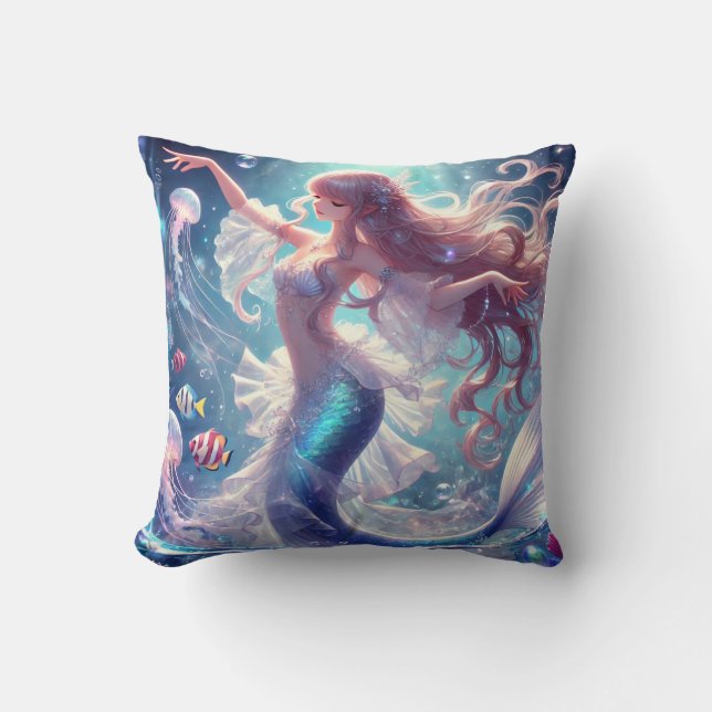 Mermaid Dancer Square Pillow (Front)