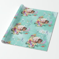 Mermaid Dark Hair Seahorse Star Fish Coral