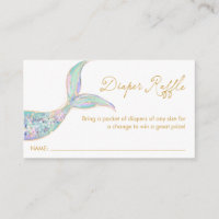 Mermaid Diaper Raffle Ticket Enclosure Card
