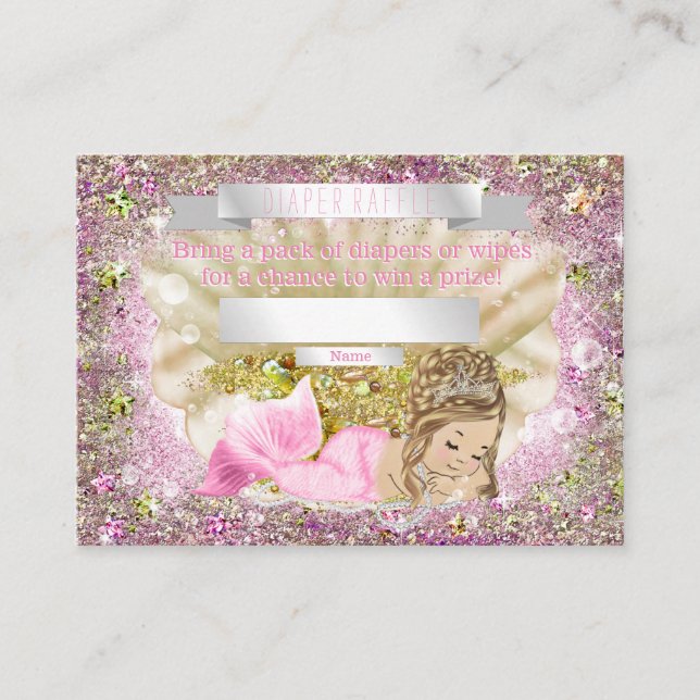 Mermaid Diaper Raffle Tickets Enclosure Card (Front)