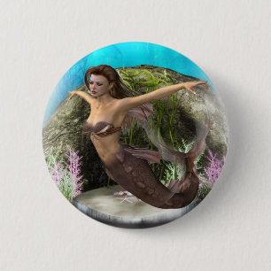 Mermaid Diva 2 Inch Round Button