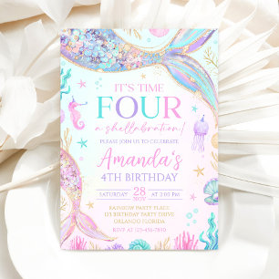 Mermaid Dive Into Five 5th Birthday Invitation