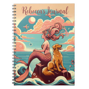 Mermaid Dog Lover Journal Planner Pastel Notebook
