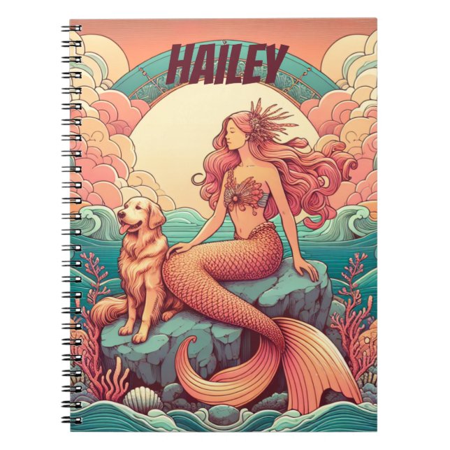 Mermaid Dog Lover Notebook Personalized Journal (Front)