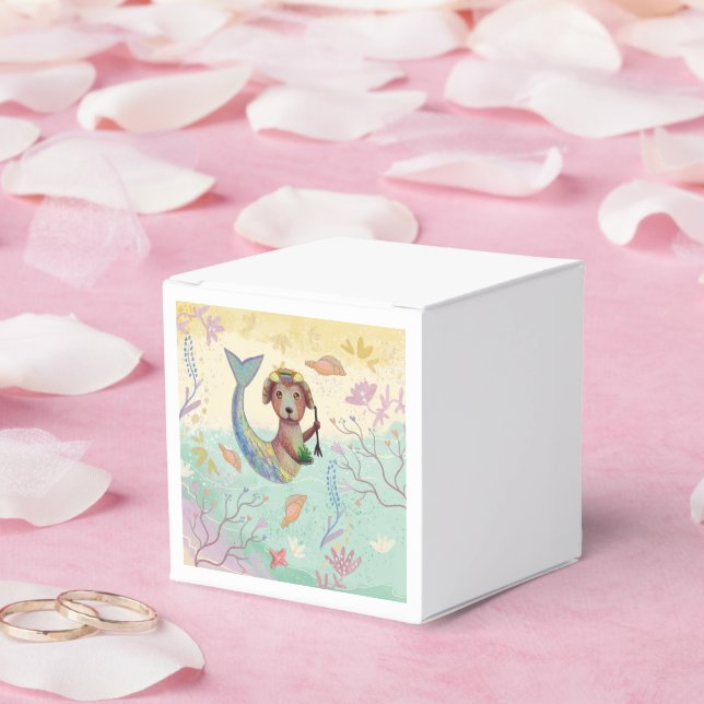 mermaid dog pattern  favor box (Wedding)