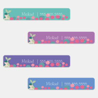 Mermaid Dot School Class Lunch Name Number Labels