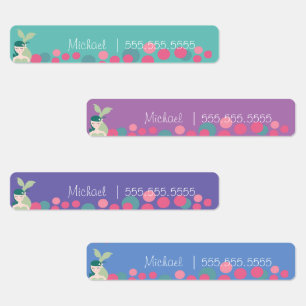 Mermaid Dot School Class Lunn Nom Numéro Étiquette