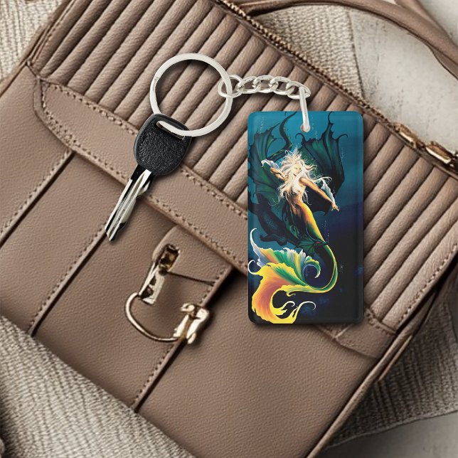 Mermaid Dragon Fantasy Blue Keychain (Creator Uploaded)