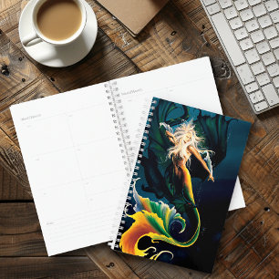 Mermaid Dragon Fantasy Blue Planner