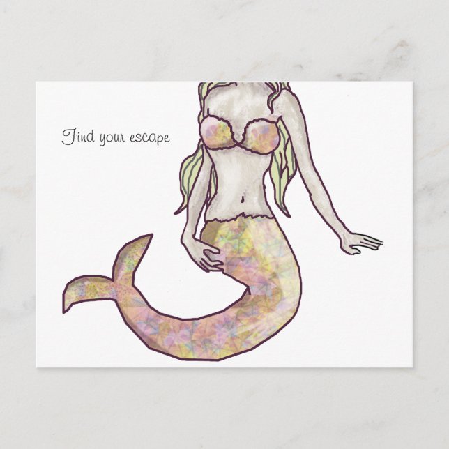 mermaid escape postcard (Front)