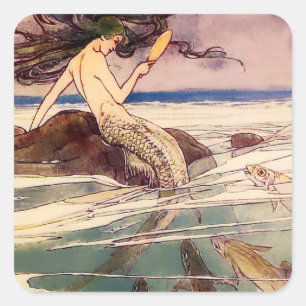 “Mermaid” Fairy Art by Alice B Woodward Square Sticker
