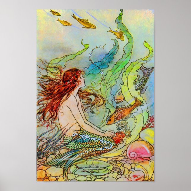 Mermaid Fairy Tale by Elenore Abbott Poster (Front)