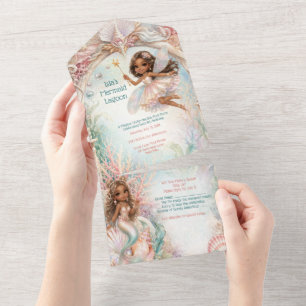 Mermaid Fairy Under the Sea All-in-One Birthday In All In One Invitation