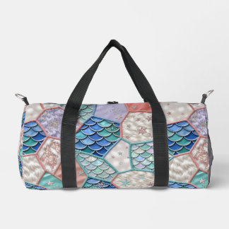 Mermaid Fairytale Faux Patchwork Duffel Bag