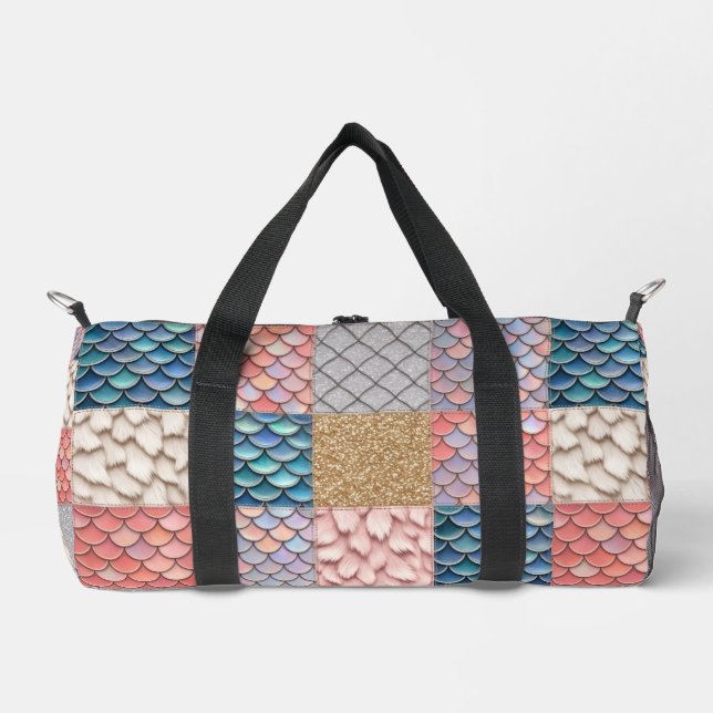 Mermaid Fairytale Pastel Monogram Duffel Bag (Front)