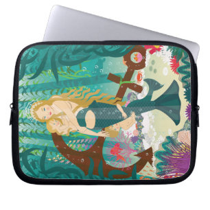 Mermaid Family (dark blondes) Laptop Sleeve