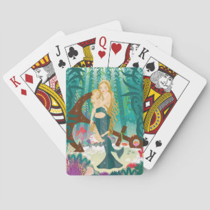 Mermaid Family (dark blondes) Playing Cards