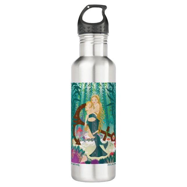 Mermaid Family (dark blondes) Water Bottle (Front)