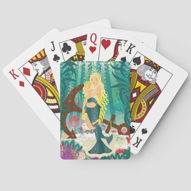 Mermaid Family (light blondes) Playing Cards (Back)