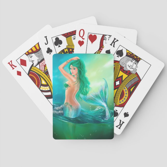 mermaid fantasy at ocean playing cards (Back)