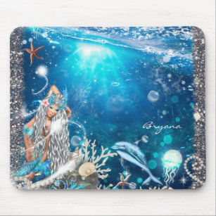 Mermaid Fantasy Blonde Enchanted Beach Computer Mouse Pad