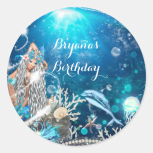Mermaid Fantasy Blonde Enchanted Party Favour Classic Round Sticker