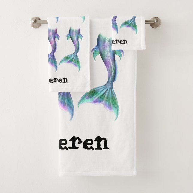 Mermaid Fantasy Fairy Tales Cartoon Tails Bath Towel Set (Insitu)