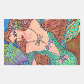 Mermaid Fantasy "The Dragonfly Necklace" Art Sticker