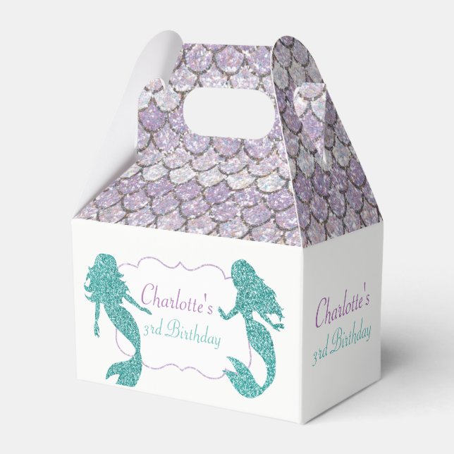 Mermaid favour boxes, Birthday party decorations Favor Box (Front Side)