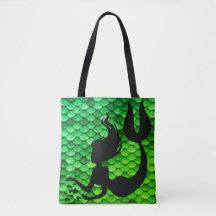 Mermaid Figure & Tail Scales Tote Bag