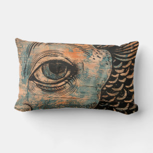 Mermaid Figurehead Woodcut Throw Pillow III