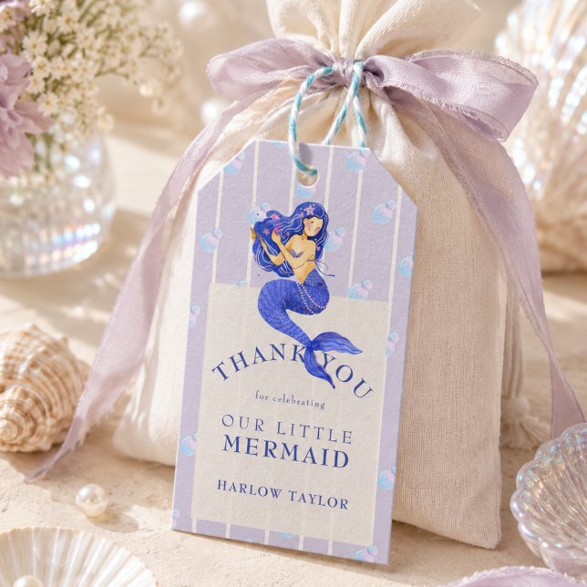 Mermaid First Birthday Favour Tags (Mermaid First Birthday Favor Tags)